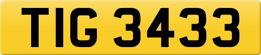 TIG 3433 private number plate